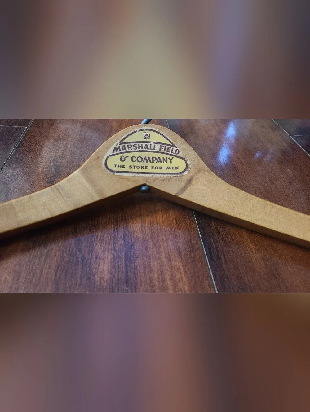 Vintage Marshall Field & Company Wooden Suit Hanger w/ Bar Hook